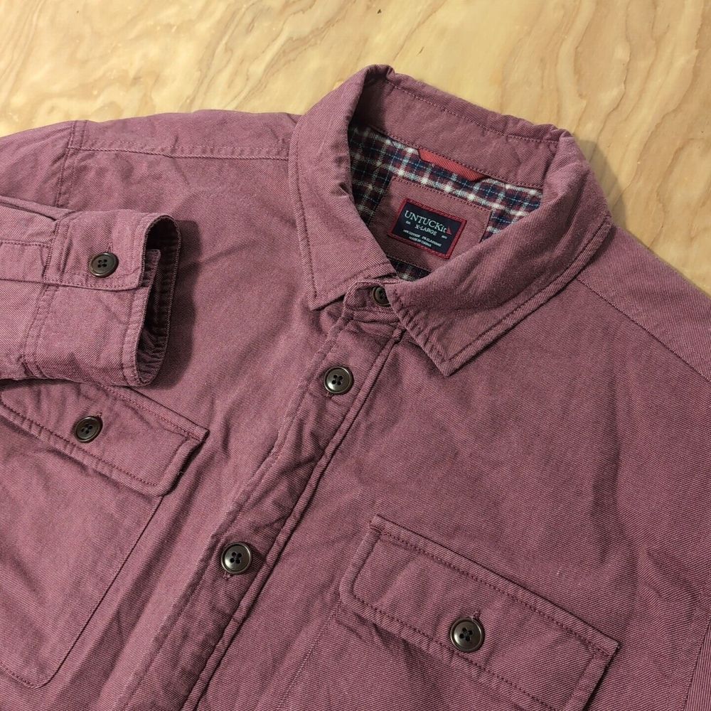 UNTUCKit Jacket Mens XL Red Button Down Shacket Plaid Flannel Lined Ziraldo